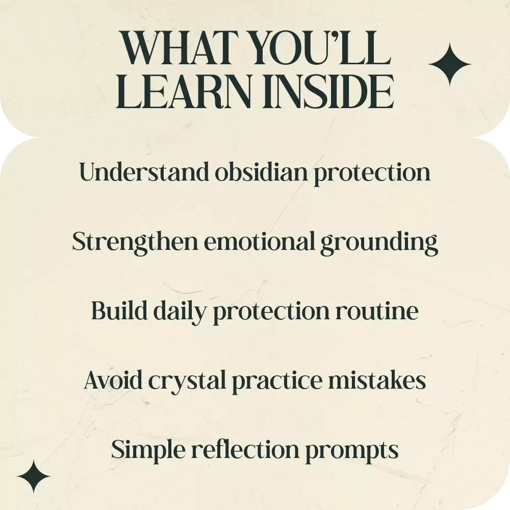 The Quiet Shield of Obsidian – Obsidian Crystal Meaning and Protection Guide, Spiritual Protection eBook, Crystal Healing Practice, Grounding & Energy Shielding Digital Download