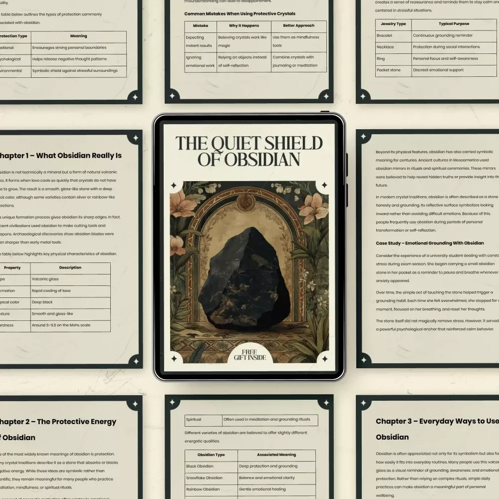 The Quiet Shield of Obsidian – Obsidian Crystal Meaning and Protection Guide, Spiritual Protection eBook, Crystal Healing Practice, Grounding & Energy Shielding Digital Download