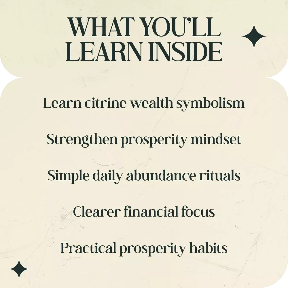 Citrine Crystal for Wealth Energy eBook – Citrine Crystal Meaning and Money Energy Guide, Merchant’s Stone Prosperity Rituals, Financial Mindset & Abundance Habits Digital Download