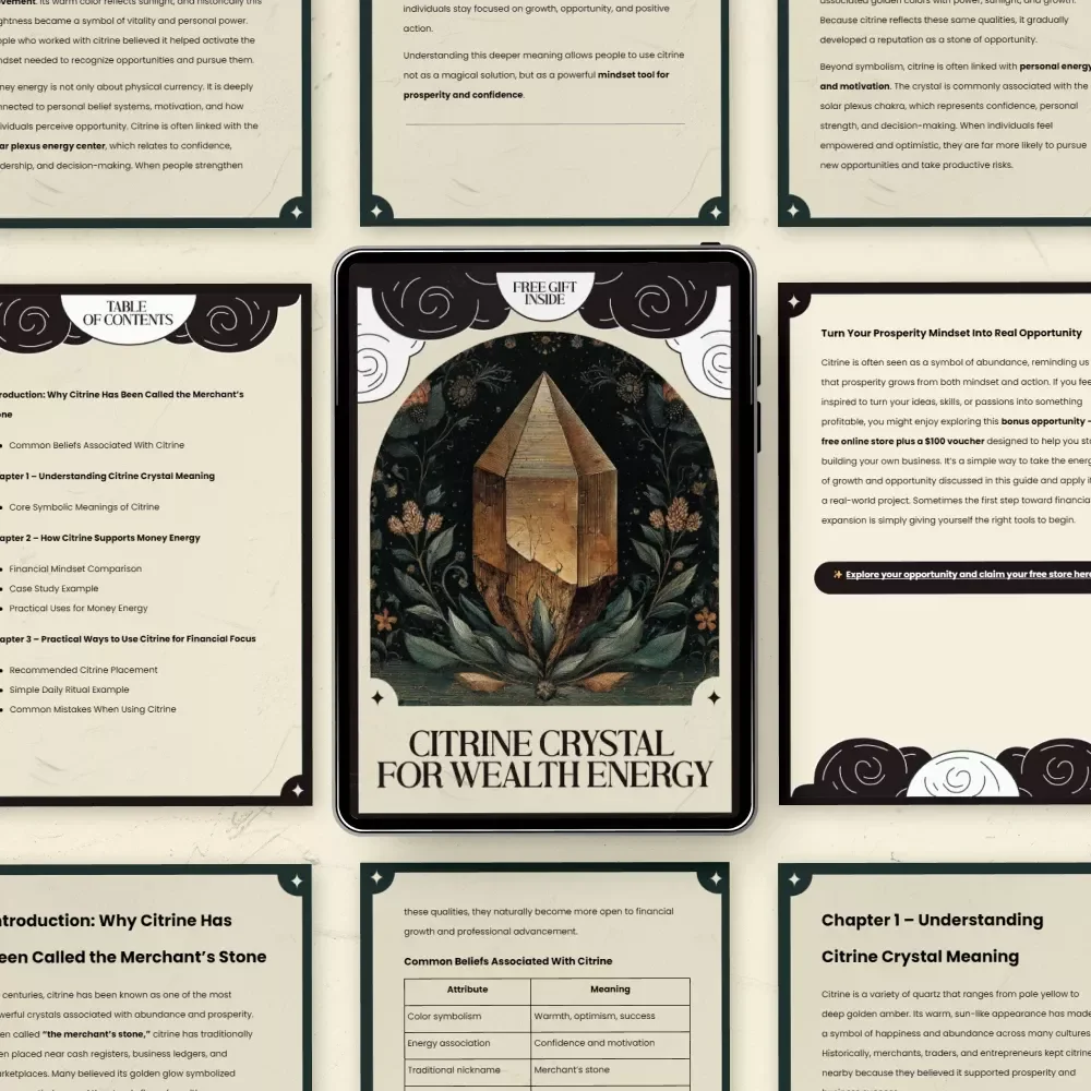 Citrine Crystal for Wealth Energy eBook – Citrine Crystal Meaning and Money Energy Guide, Merchant’s Stone Prosperity Rituals, Financial Mindset & Abundance Habits Digital Download