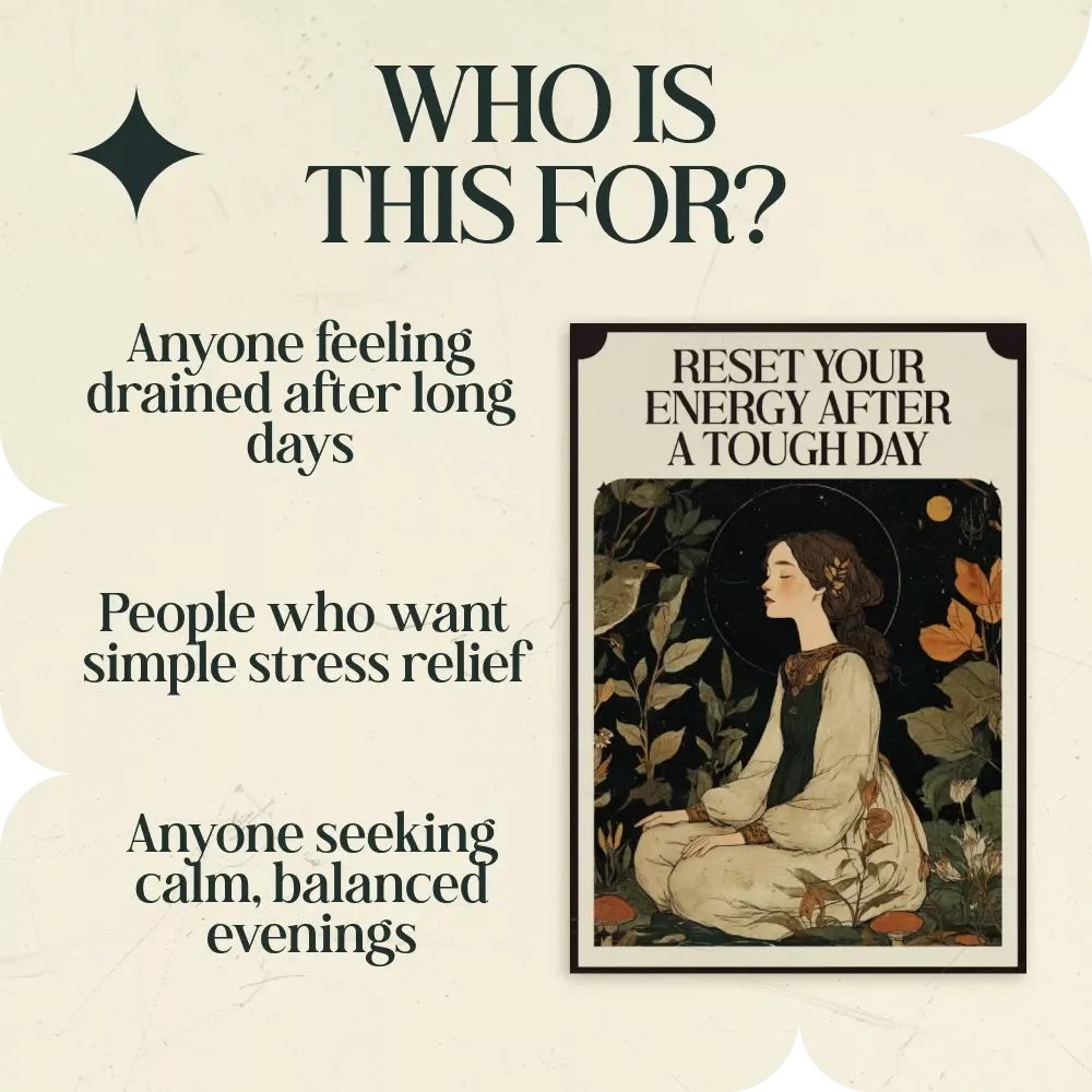 Reset Your Energy After a Tough Day – Printable Checklist | Energy Cleansing Routine After Stressful Day | Evening Reset Guide for Mental Clarity & Calm