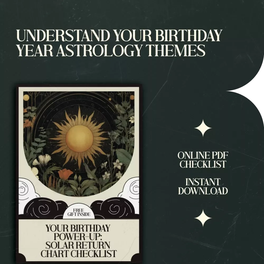 Your Birthday Power-Up: Solar Return Chart Checklist – Astrology Birthday Year Planner, Guide to Solar Return Chart Meaning for Birthday Year, Astrology Reflection Worksheet