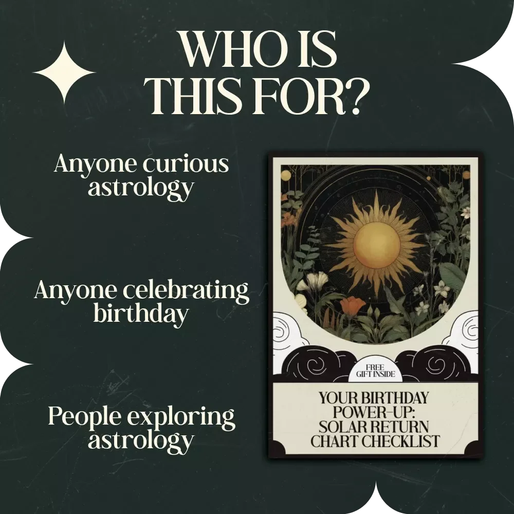 Your Birthday Power-Up: Solar Return Chart Checklist – Astrology Birthday Year Planner, Guide to Solar Return Chart Meaning for Birthday Year, Astrology Reflection Worksheet