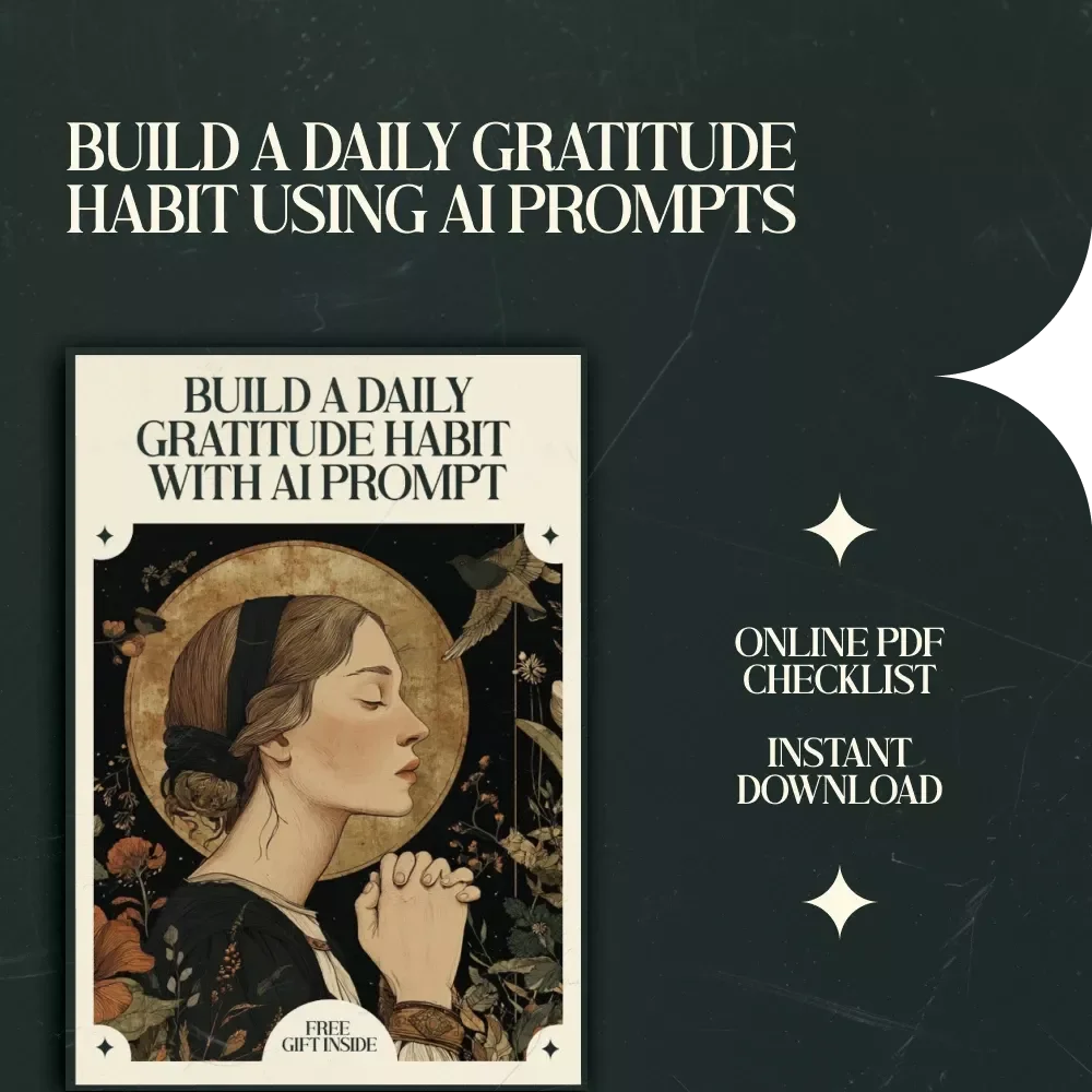 Build a Daily Gratitude Habit With AI Prompt Checklist | AI Prompts for Gratitude Practice Ideas | Mindfulness Journal Routine Planner Digital Download