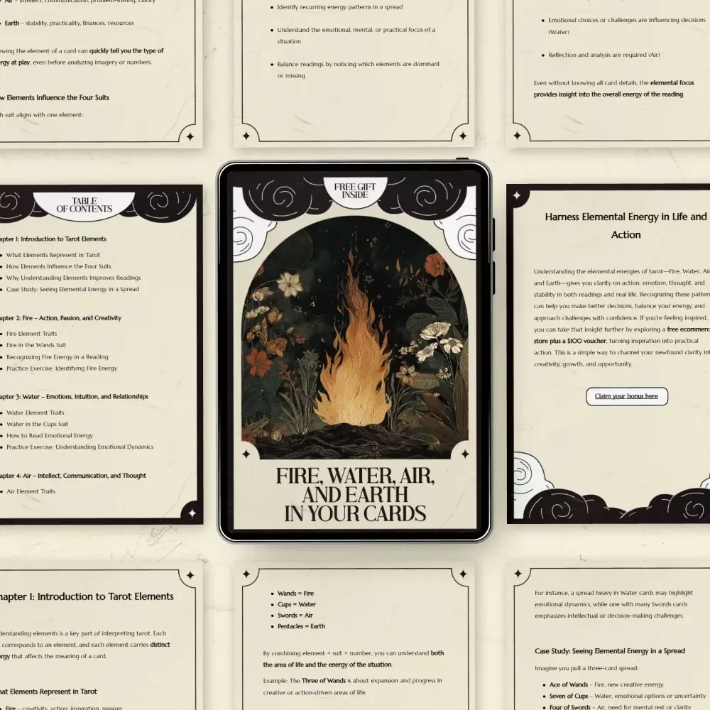 Fire, Water, Air, and Earth in Your Cards: A Tarot Guide to Elemental Meaning in Tarot Readings