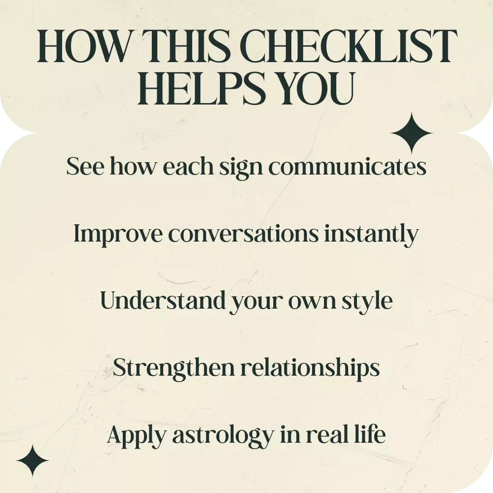 Checklist of Zodiac Signs Ranked by Communication Style – Digital Download, Astrology Guide for Understanding Conversations