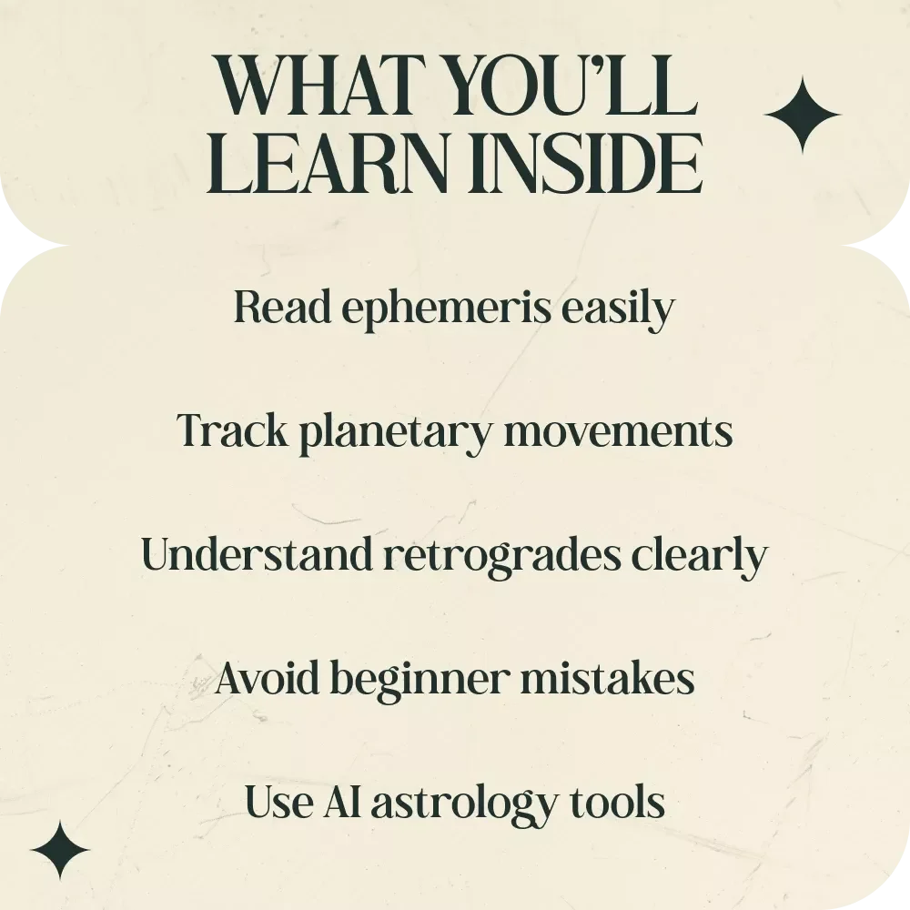 A Beginner’s Guide to Ephemeris in Astrology – Ephemeris Meaning for Beginners in Astrology | Astrology Ephemeris Guide, Planet Tracking Workbook, Digital Astrology Study Guide