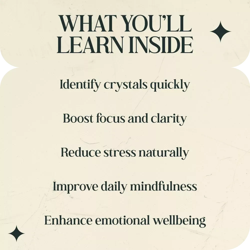 A Beginner’s Guide to Crystal Meanings – Crystals Meaning Chart for Beginners eBook | Learn Crystal Energy, Colors, Shapes & Daily Uses