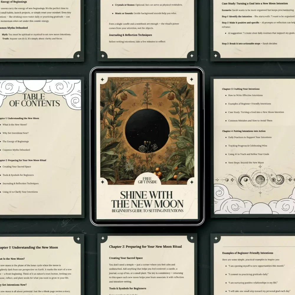 Shine with the New Moon: A Beginner’s Guide to Setting Intentions – New Moon Intention Ideas for Beginners Digital Guide