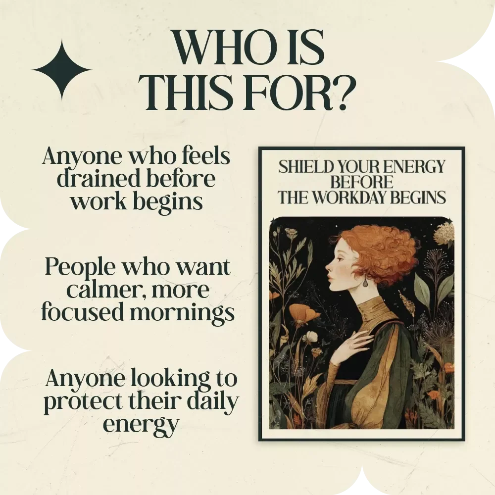 Shield Your Energy Before the Workday Begins – Energy Protection Routine Before Work Checklist, Morning Mindset Reset, Workplace Boundary Setting, Digital Download Productivity & Focus Guide