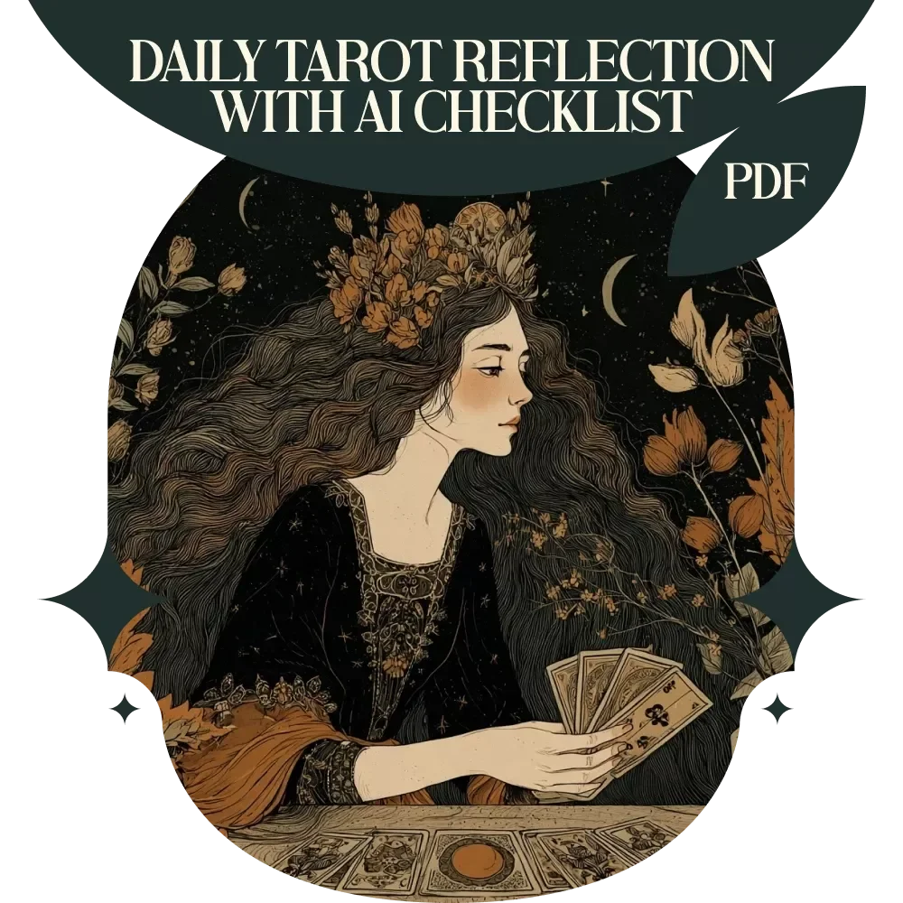 Daily Tarot Reflection with AI Checklist – Guided ai prompts for daily tarot reflection, Tarot Journaling Tool, Spiritual Self-Care Routine, Printable Digital Download