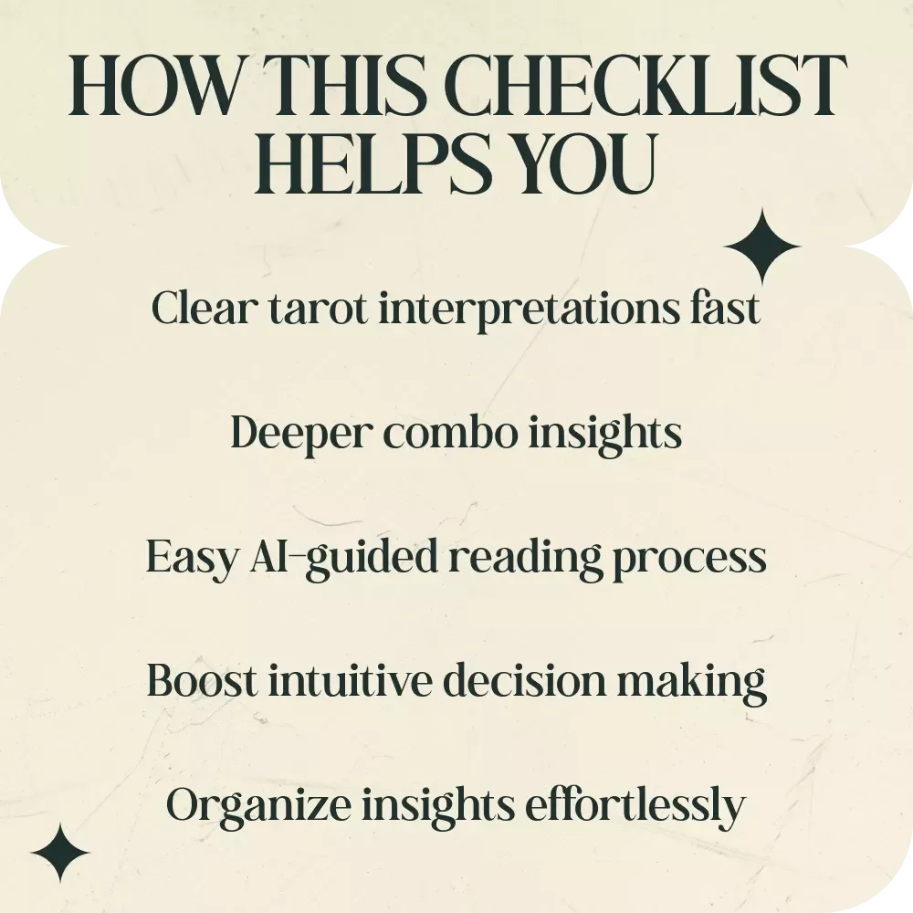 AI-Powered Card Combination Checklist | ai tools for tarot card combinations | Tarot AI Guide, Digital Download, Tarot Reading Checklist, Beginner to Advanced
