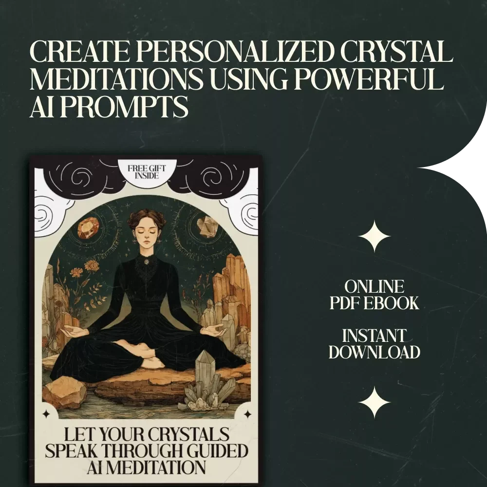 Let Your Crystals Speak Through Guided AI Meditation – AI Prompts for Crystal Meditation Guidance Guide, Spiritual AI Meditation Workbook, Crystal Healing Prompt Design, Digital Download