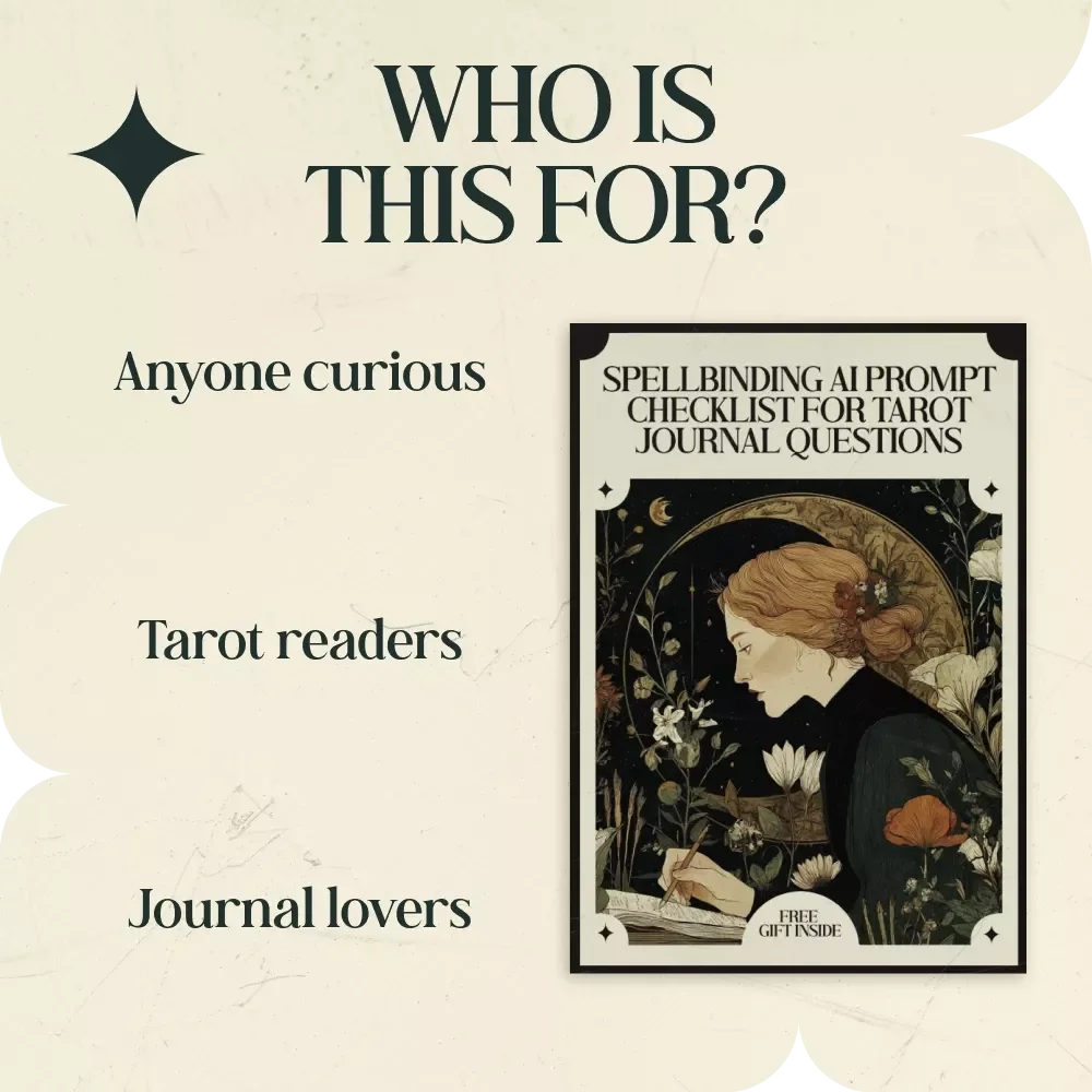 Spellbinding AI Prompt Checklist for Tarot Journal Questions | AI Prompts for Tarot Journal Questions Guide for Intuitive Journaling & Tarot Practice