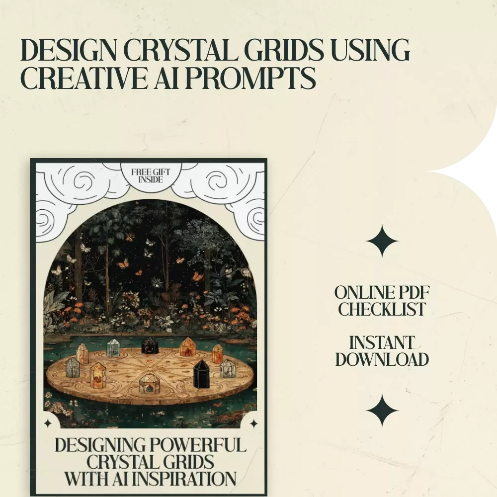 Designing Powerful Crystal Grids with AI Inspiration – Crystal Grid Planning Checklist with AI Prompts for Crystal Grid Ideas, Sacred Geometry Layouts, Crystal Combination Guide, Spiritual Grid Design Tool