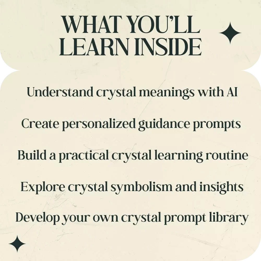 Unlocking Crystal Wisdom with Smart AI Prompts – AI Prompts for Crystal Meanings and Uses eBook | Crystal Learning Guide | Spiritual AI Prompt Library | Crystal Meaning Reference & Personal Practice Builder