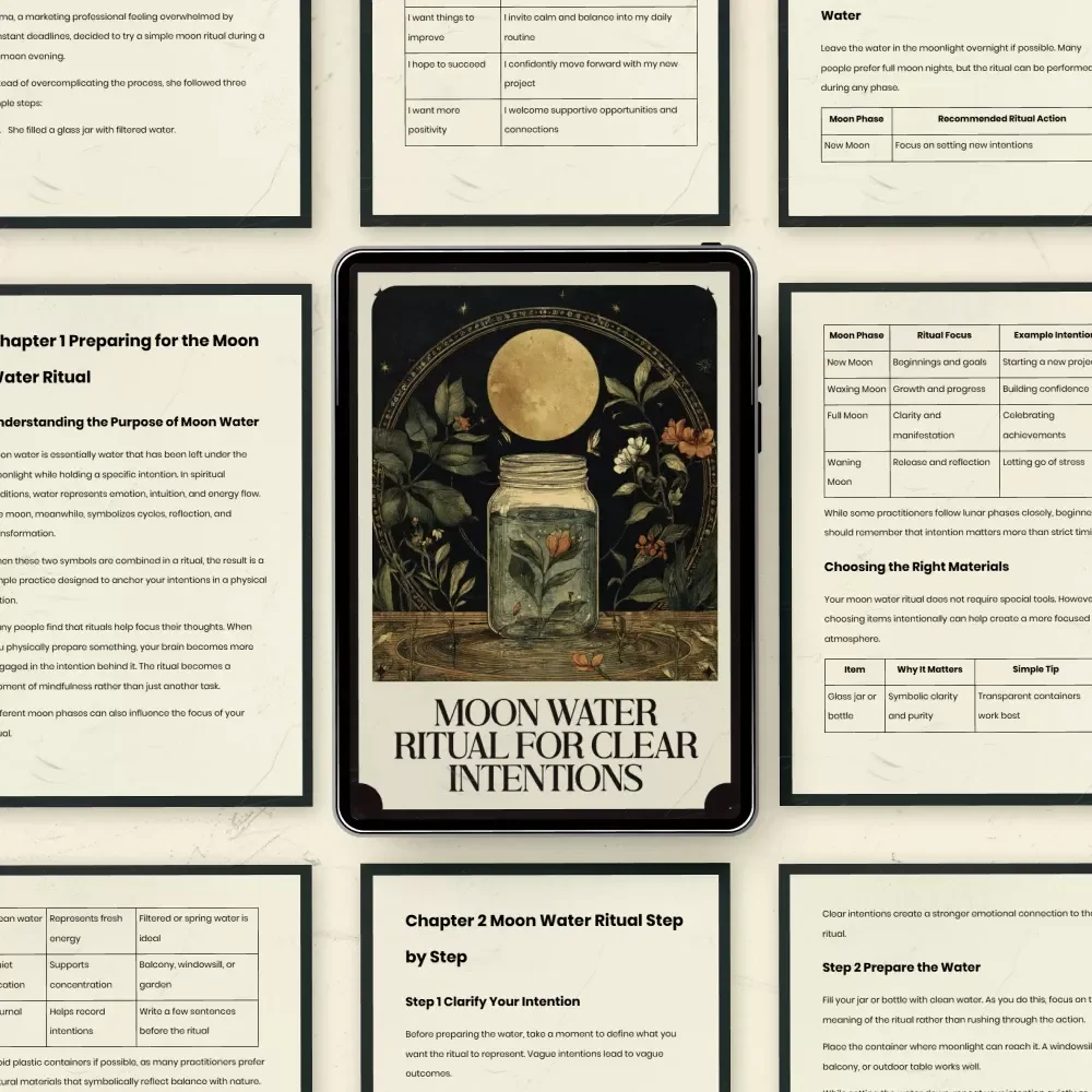 Moon Water Ritual for Clear Intentions – Moon Water Ritual Step by Step Guide, Lunar Manifestation Practice, Spiritual Self-Care Ritual eBook, Beginner Friendly Moon Ritual Download