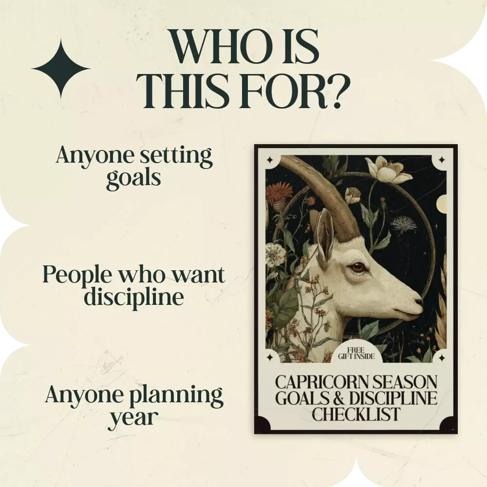 Capricorn Season Goals & Discipline Checklist – Goal Planning Guide Inspired by capricorn season meaning for goals and discipline, Productivity & Self-Discipline Digital Download