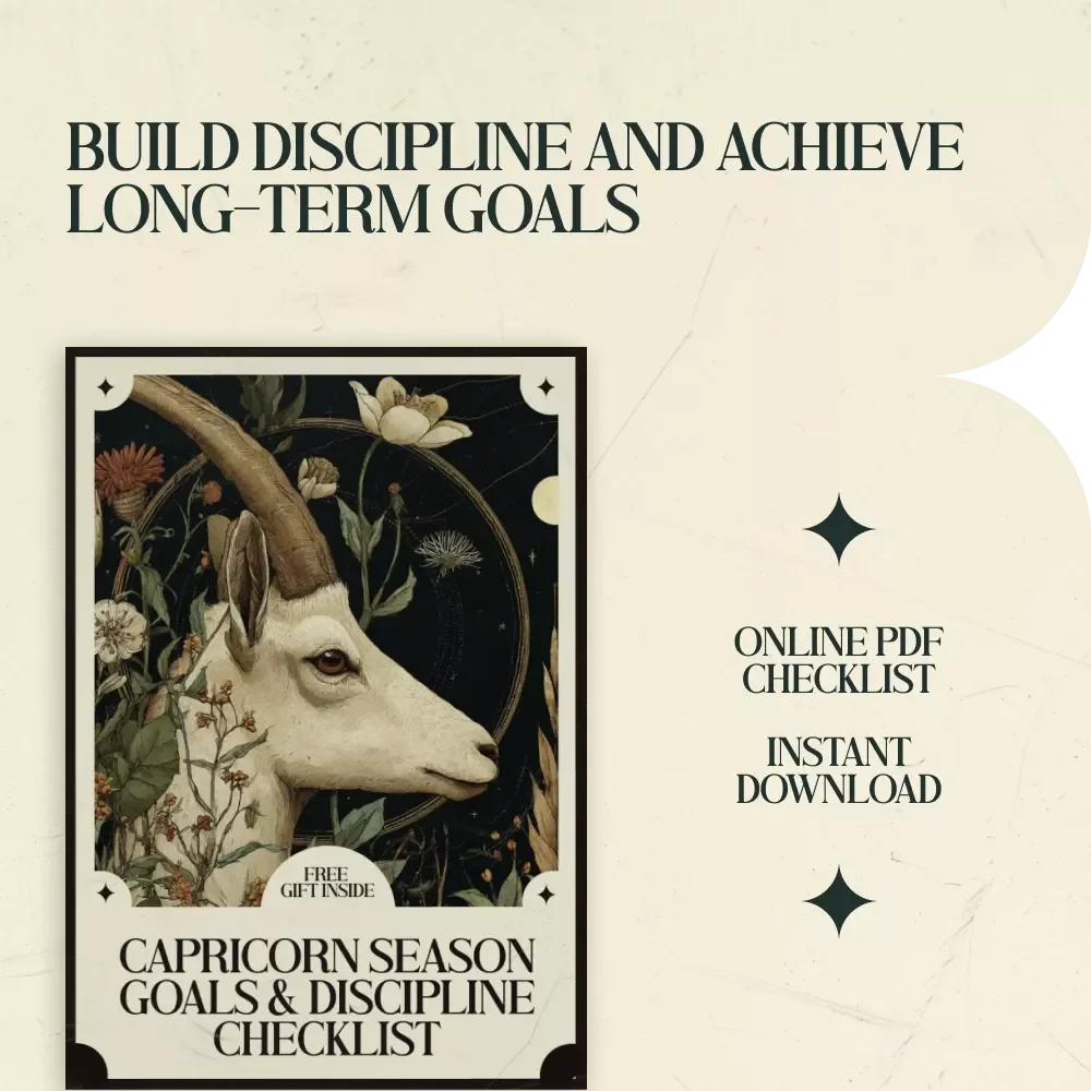 Capricorn Season Goals & Discipline Checklist – Goal Planning Guide Inspired by capricorn season meaning for goals and discipline, Productivity & Self-Discipline Digital Download