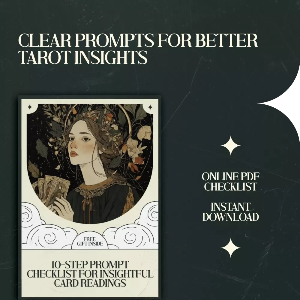 10-Step Prompt Checklist for Insightful Card Readings | AI Tarot Reading Interpretation Prompts Guide | Digital Download Tarot Checklist