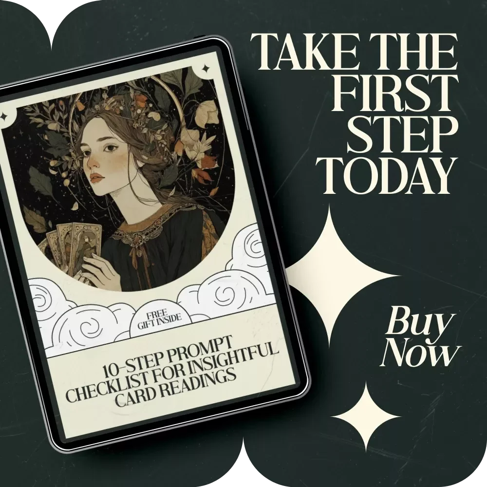 10-Step Prompt Checklist for Insightful Card Readings | AI Tarot Reading Interpretation Prompts Guide | Digital Download Tarot Checklist