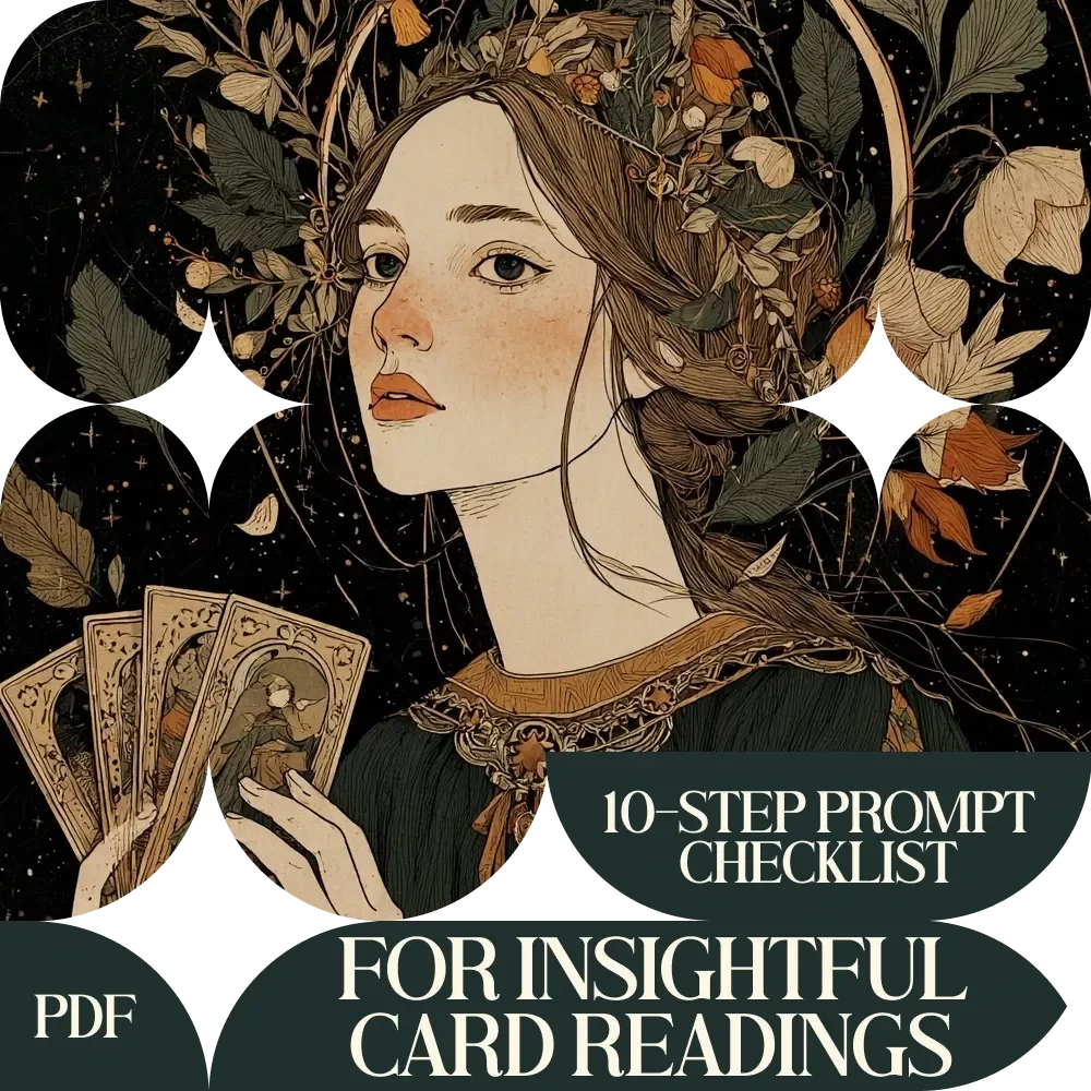 10-Step Prompt Checklist for Insightful Card Readings | AI Tarot Reading Interpretation Prompts Guide | Digital Download Tarot Checklist