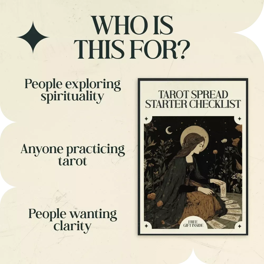 Tarot Spread Starter Checklist – Tarot Spread Ideas for Beginners Practice Guide, Daily Tarot Reading Planner, Intuitive Card Reading Cheat Sheet