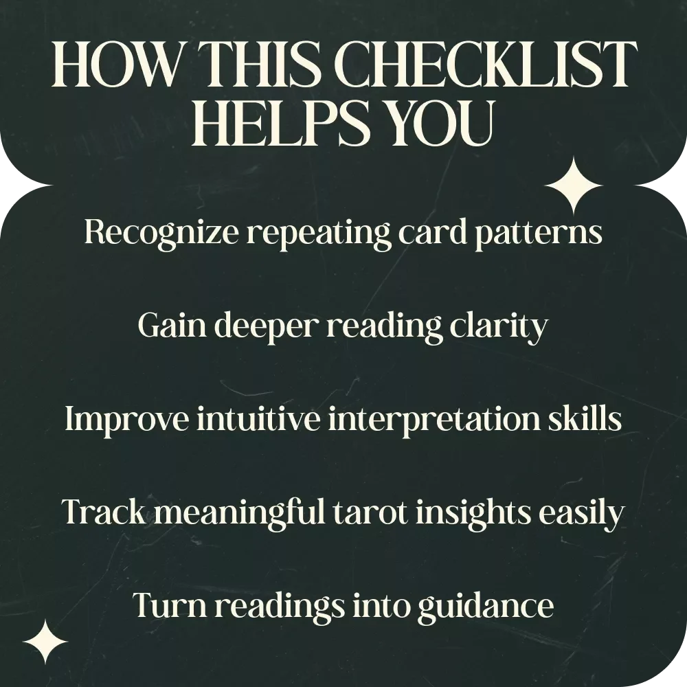Spotting Recurring Themes in Your Tarot Readings – Printable Checklist for Tarot Card Themes That Repeat in Readings, Pattern Tracking Guide, Tarot Journal Companion