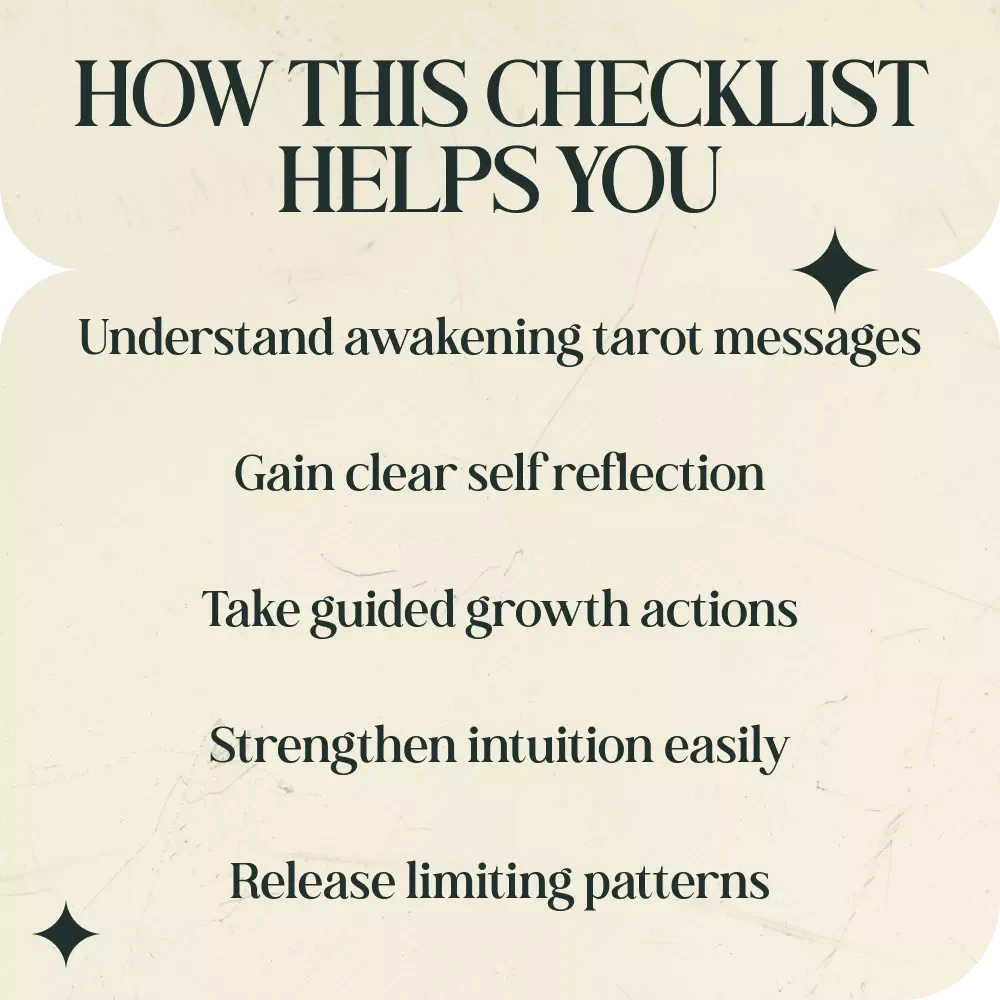 12 Tarot Cards That Signal a Spiritual Awakening – Printable Checklist Guide, Tarot Cards That Mean Spiritual Awakening, Self Discovery & Intuition Workbook