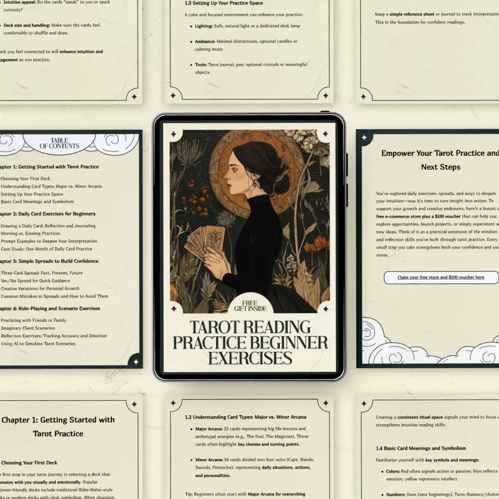 Tarot Reading Practice Beginner Exercises: Digital Guide to Mastering Tarot for Beginners