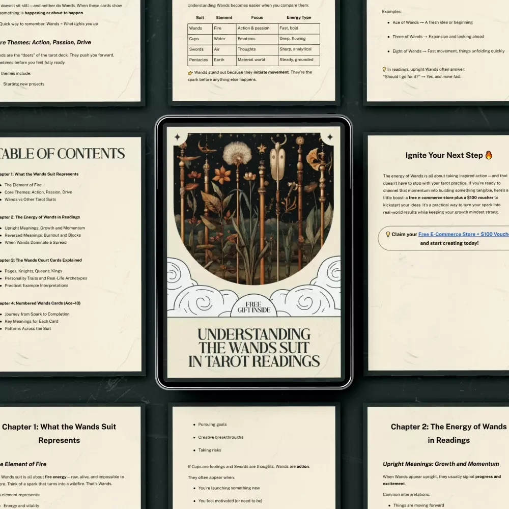 Understanding the Wands Suit in Tarot Readings - eBook Guide for Interpreting Wands Tarot Cards