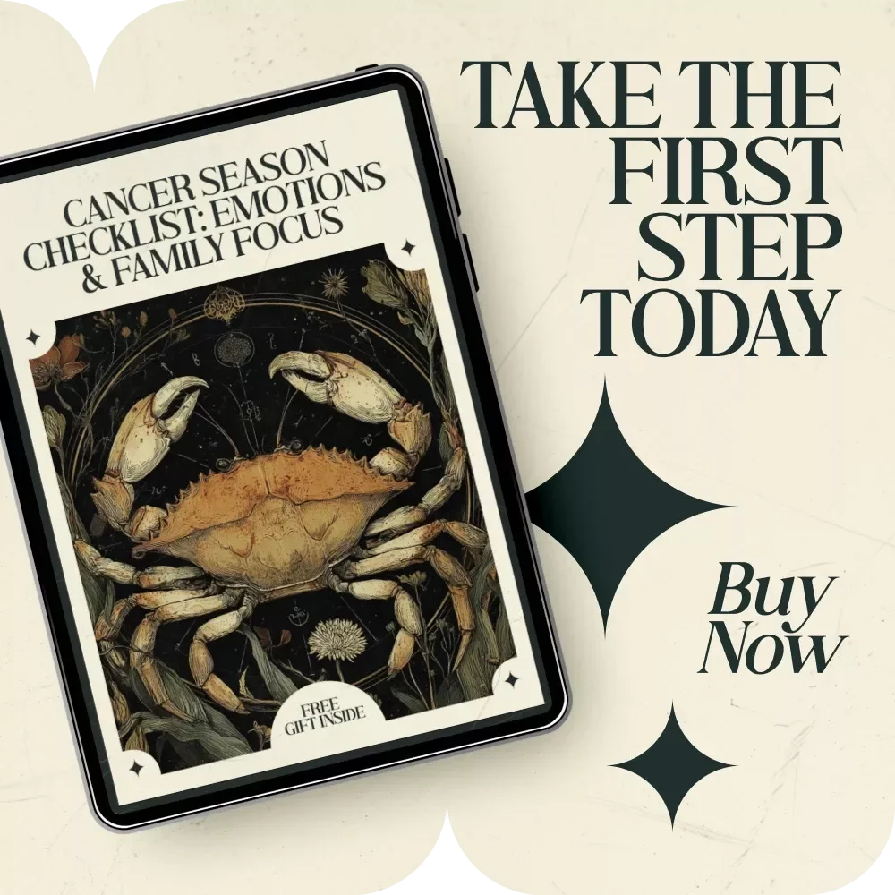 Cancer Season Checklist: Emotions & Family Focus – Astrology Self-Reflection Guide, Cancer Season Meaning for Emotions and Family, Printable Emotional Wellness & Family Bonding Checklist