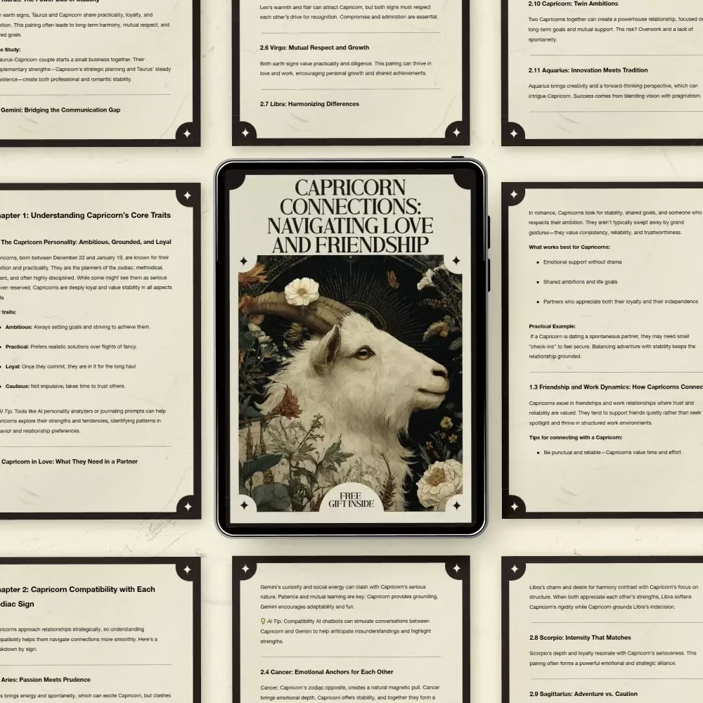 Capricorn Connections: Navigating Love and Friendship – Zodiac Guide to Capricorn Compatibility with Other Zodiac Signs, Astrology Relationship Guide, Love & Friendship Compatibility eBook