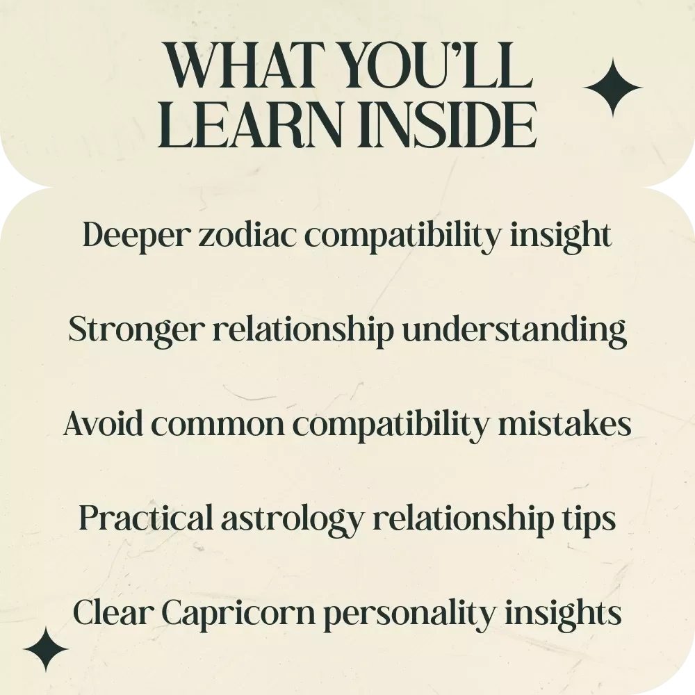 Capricorn Connections: Navigating Love and Friendship – Zodiac Guide to Capricorn Compatibility with Other Zodiac Signs, Astrology Relationship Guide, Love & Friendship Compatibility eBook