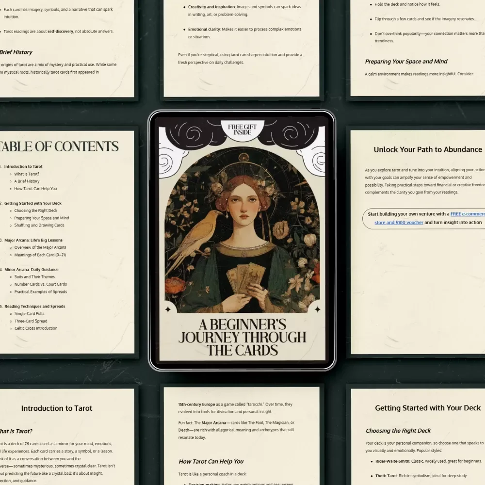 A Beginner’s Journey Through the Cards: Tarot Card Meanings List for Beginners eBook