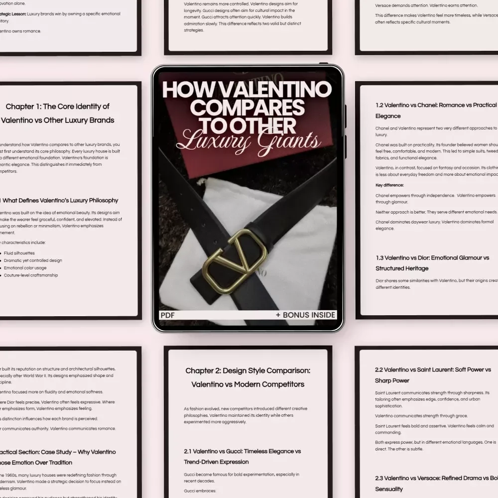 How Valentino Compares to Other Luxury Giants – The Ultimate Guide on how valentino compares to other luxury Brands, Chanel, Dior, Gucci & More | Fashion Brand Comparison eBook