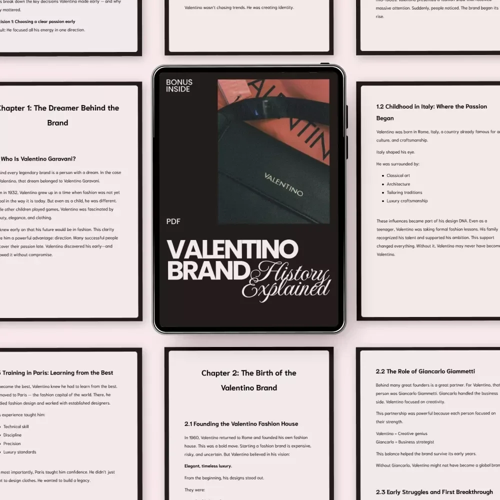 Valentino Brand History Explained – Luxury Fashion House Story, Valentino Garavani Biography, Couture Evolution & Business Lessons eBook Digital Download