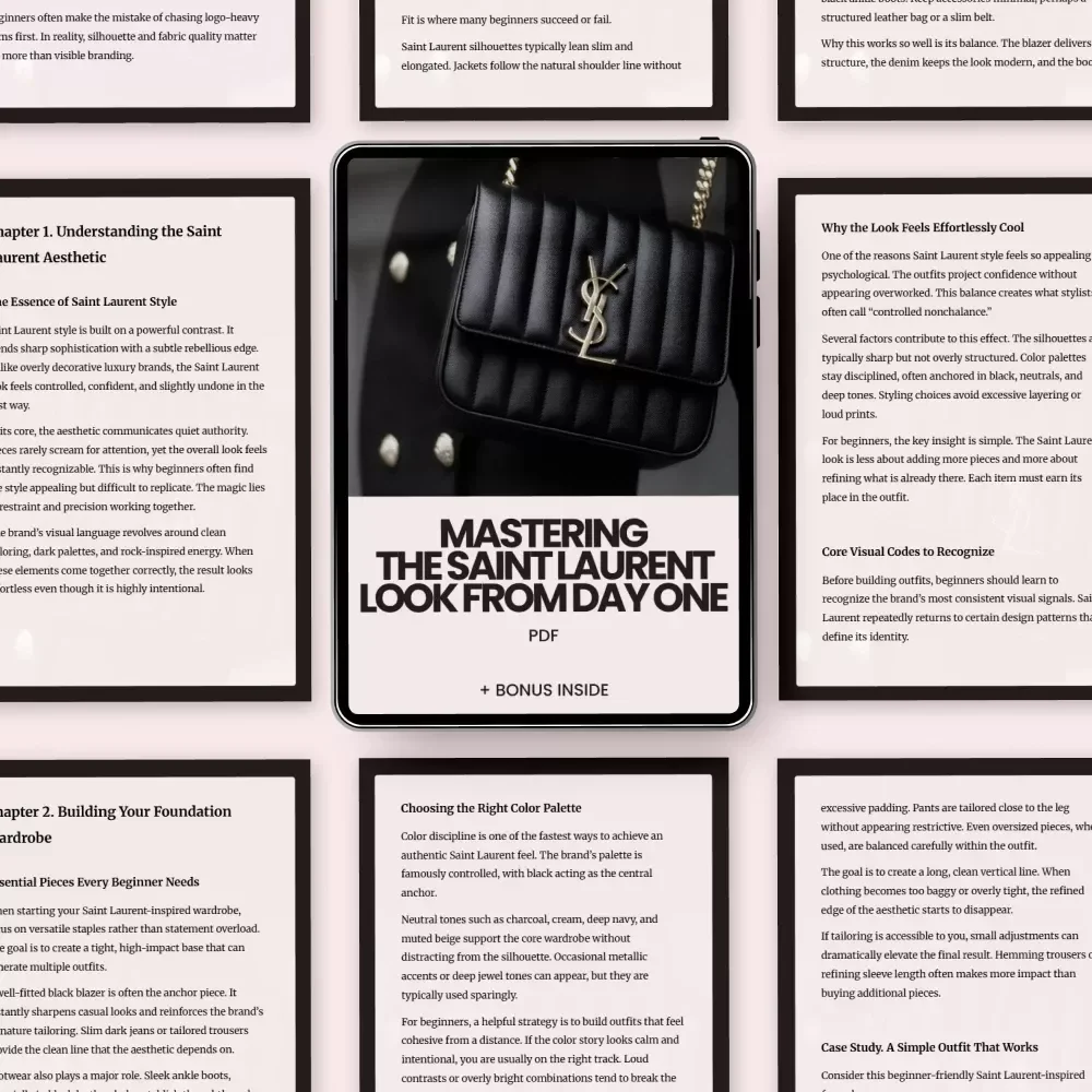 Mastering the Saint Laurent Look From Day One – saint laurent style guide for beginners eBook, Capsule Wardrobe Builder, Effortless Parisian Chic Digital Download