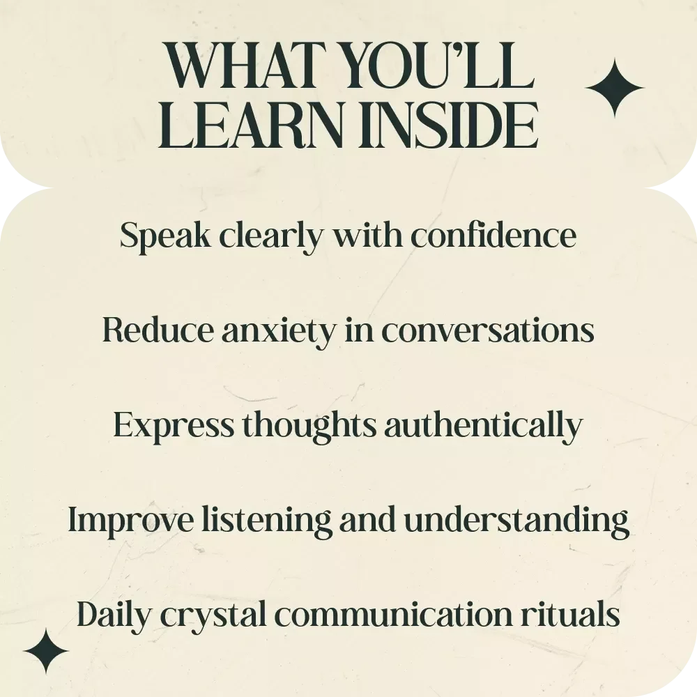 Crystals for Better Communication Guide – Crystals That Help with Communication Skills, Voice Confidence, Speaking Clarity, Digital Download eBook