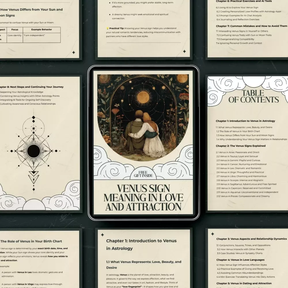 Venus Sign Meaning in Love and Attraction – Astrology Love Guide, Venus Sign Compatibility Workbook, Relationship Astrology eBook, Birth Chart Love Meaning, Dating & Attraction Astrology Guide