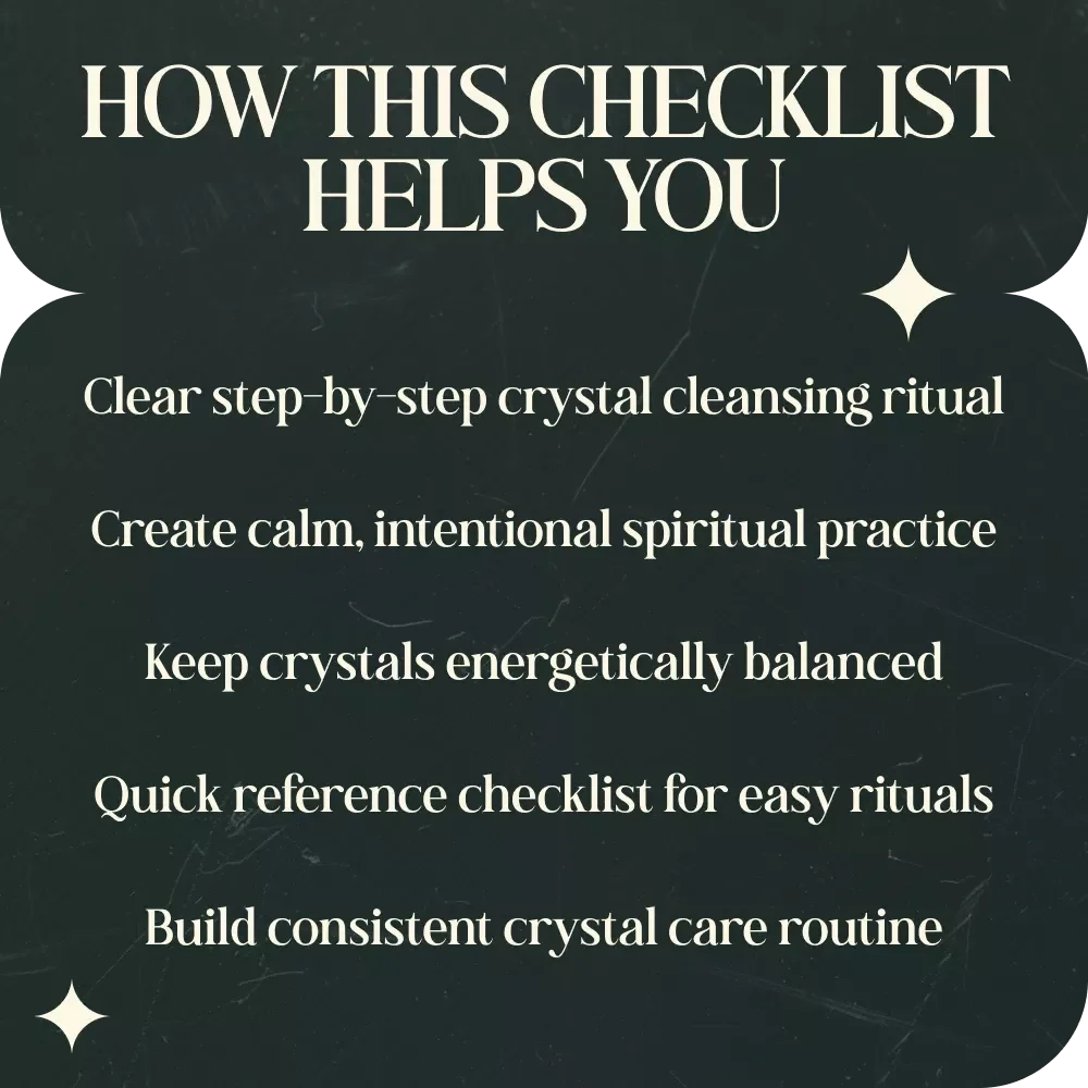 Cleansing Crystals with Incense or Sage Checklist – Printable Spiritual Guide | how to cleanse crystals with incense or sage Ritual Steps | Crystal Energy Cleansing Download