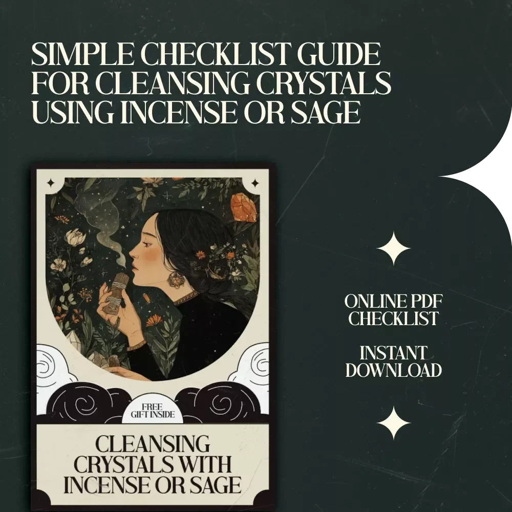 Cleansing Crystals with Incense or Sage Checklist – Printable Spiritual Guide | how to cleanse crystals with incense or sage Ritual Steps | Crystal Energy Cleansing Download