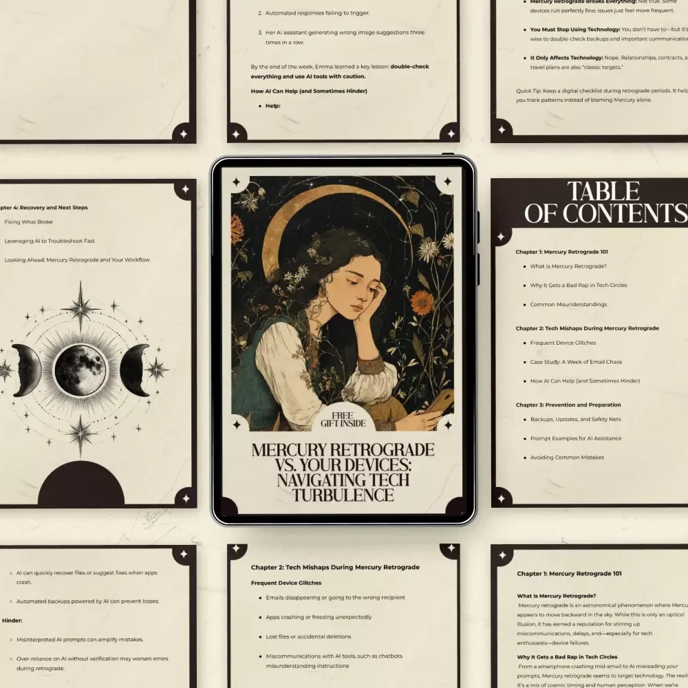 Mercury Retrograde vs. Your Devices: Navigating Tech Turbulence — Practical Guide to Mercury Retrograde and Technology Issues, Digital Download eBook for Preventing Tech Glitches, AI Troubleshooting Tips, Backup & Workflow Strategies
