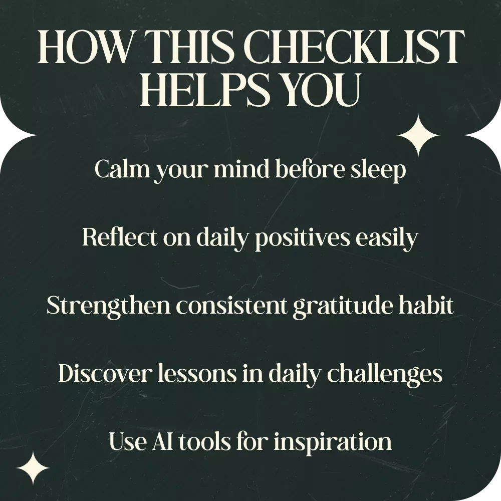 Nightly Gratitude Reset – Digital Checklist for Gratitude Practice Before Sleep Routine
