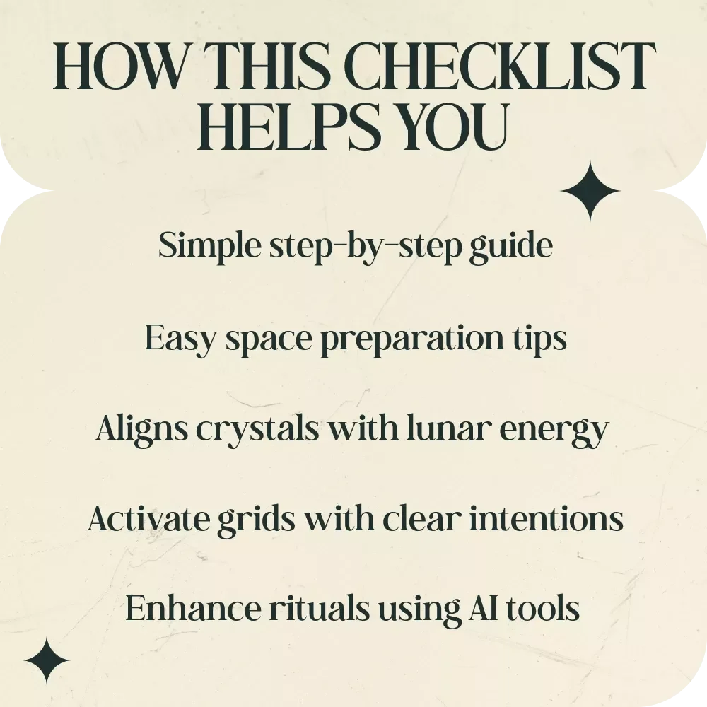 Full Moon Crystal Grid Ritual Checklist - Perfect Guide for Full Moon Rituals and Crystal Grid Ideas