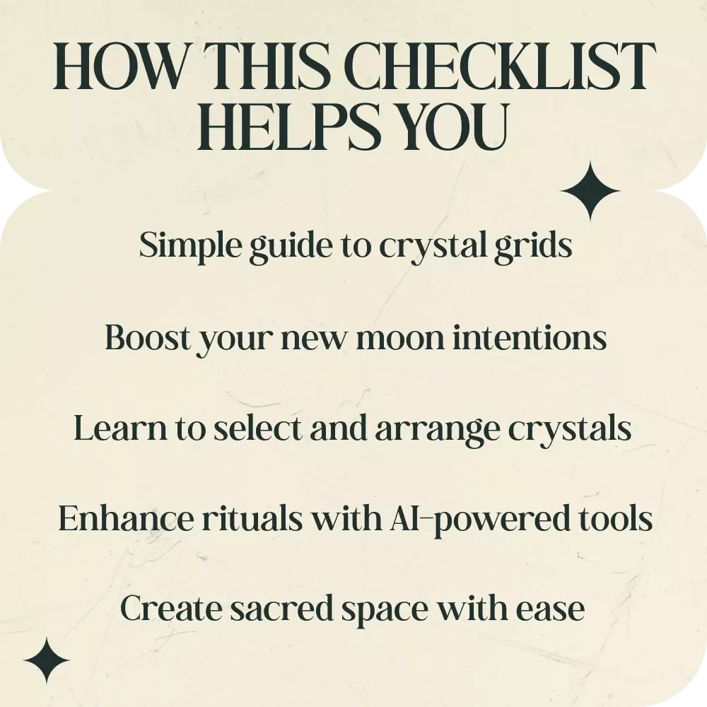 New Moon Crystal Grid Ritual Checklist - A Guide for Powerful New Moon Rituals with Crystals