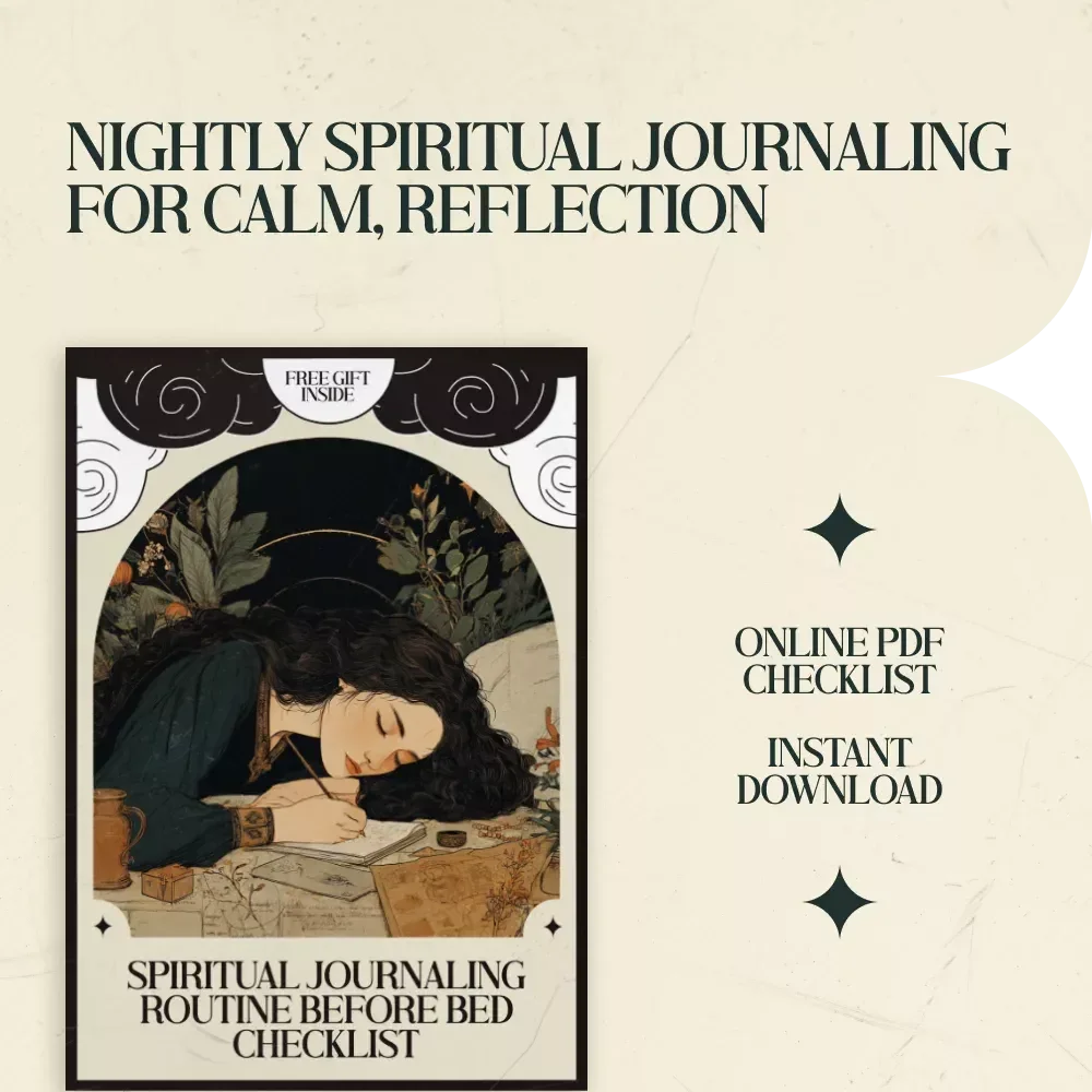 Spiritual Journaling Routine Before Bed – Digital Checklist for Peaceful Nighttime Reflection, Guided Spiritual Journaling Routine Before Bed, Evening Mindfulness & Gratitude Practice