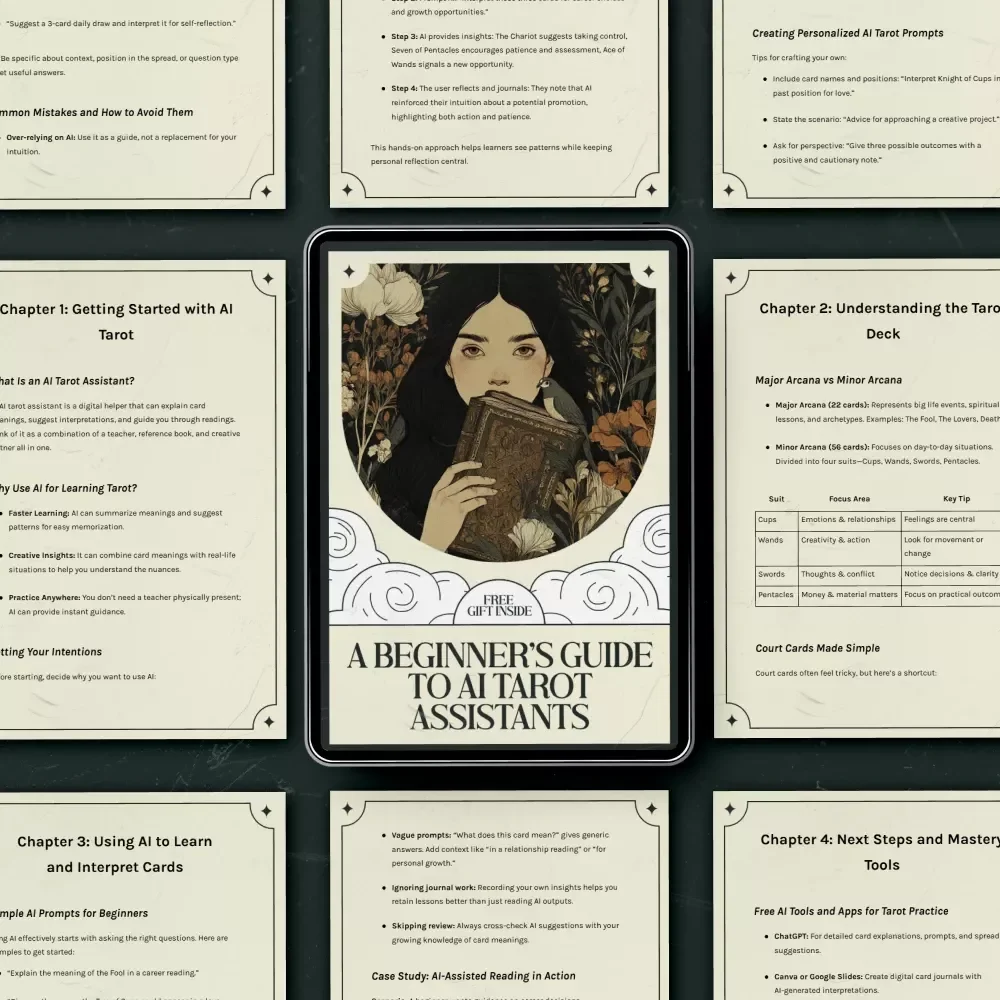 A Beginner’s Guide to AI Tarot Assistants – AI Tarot Assistant for Beginners Learning Cards, Easy Tarot Guide, Digital Download eBook for Modern Tarot Practice