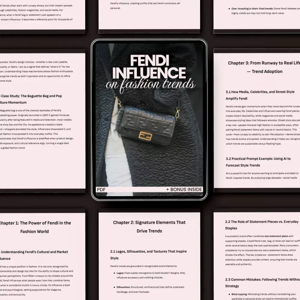 Fendi Influence on Fashion Trends Guide – Explore Fendi Brand Influence on Trends, Signature Styles, and Trend Forecasting Digital Download
