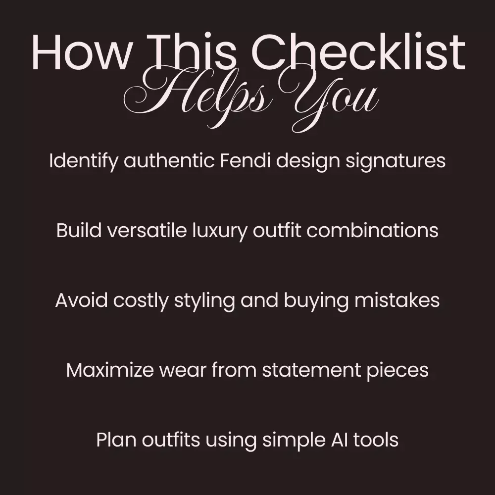 Fendi Style Essentials Checklist – fendi style essentials Luxury Fashion Guide, Designer Outfit Planner, Capsule Wardrobe Digital Download, Instant PDF